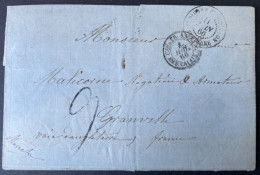St Pierre Et Miquelon Lettre (sans Texte ) 1866 Par Voie Anglaise  Pour Granville France - Brieven En Documenten