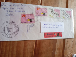 Cuba.argentina.reg Letter .3446 Bfly.*2.1874.peoples.friend*2.cv 5.60 Ereg Post E7.late Post April 22. - Lettres & Documents