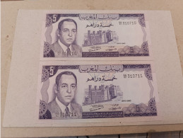 Pareja Correlativa De Marruecos De 10 Dirhams, Año 1970, Serie AA, UNC - Morocco