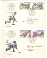 FIELD HOCKEY, ICE HOCKEY STAMPS ON 2 COVER, 1978,  CZECHOSLOVAKIA - Briefe U. Dokumente