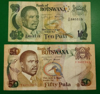 Botswana / 10 Pula 1992 P.12 + 50 Pula 1992 P.14 (VERY RARE) +++ - Botswana