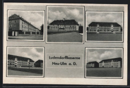AK Neu-Ulm A. D., Fünf Ansichten Der Ludendorffkaserne - Neu-Ulm