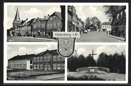 AK Lütjenburg I. H., Markt, Schule, Ehrenmal, Wappen - Lütjenburg