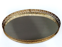 Vintage Spiegeltablett Mit Goldfarbenem Metallrahmen - Art Nouveau / Art Deco