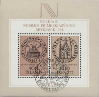 Islande Bloc Obl Yv: 4 Mi:4 Exposition Philatélique Nordia 84 (TB Cachet Rond) - Blokken & Velletjes