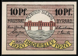 Notgeld Hadersleben - Haderslev 1920, 10 Pf, Plebiscit-Slesvig, Magistrat Und Byraad, Gutschein Nr. 051776 - Denmark