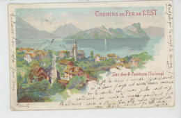 SUISSE - LUCERNE - Lac Des 4 Cantons - WITZNAU  - Carte PUB Des CHEMINS DE FER DE L'EST - Illustrateur HUGO D'ALISI - Vitznau