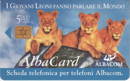 TARJETA DE ITALIA DE UNOS LEONES (LION-LEON)  ALBACOM - Autres & Non Classés