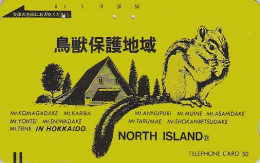 Télécarte JAPON / 110-011 - SERIE ANIMAL NORTH ISLAND HOKKAIDO - ECUREUIL - SQUIRREL JAPAN Front Bar Phonecard - Autres & Non Classés