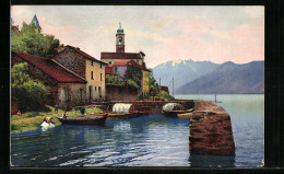 AK Gambarogno-Vira, Parite Am See Mit Blick Auf Den Steg - Gambarogno