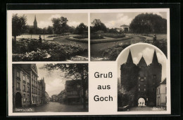 AK Goch, Steinstrasse, Steintor & Stadtgarten - Goch