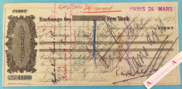● CAYLUS DE RUYTER New York 1875 First Of Exchange - Perforation "payé" - USA Paris France XIXè - Lettre De Change - Bills Of Exchange