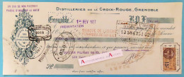 ● Distilleries De La Croix Rouge Grenoble 1927 Perforation "E25" Gaetan Brun - Henri Fraysse Pâtissier Les Vans Ardèche - Bills Of Exchange