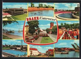 AK Brake /Unterweser, Aussenkaje, Strandbad, Freibad, Brake-Nord, Hallenbad - Brake