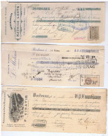 3 LETTRES De CHANGE - TRAITES - BORDEAUX - Maurice LOSTE - F. VINATIE - L. MOLINIE - Bills Of Exchange
