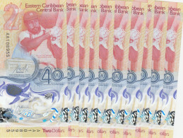 Eastern Caribbean States 2 Dollars 2023 40th Anniversary Of Central Bank UNC X10 - East Carribeans
