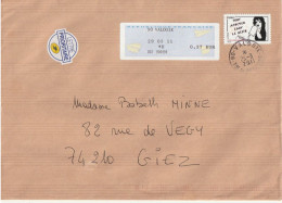 Complément D'affranchissement Sur Lettre Obl.Valdoie (90) Territoire De Belfort - 2000 Type « Avions En Papier »
