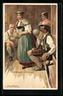 Künstler-AK Schliersee, Dirndlkegeln, Frau An Der Kegelbahn - Bowling