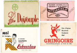 Lot De 4 Buvards (13) DOISOUPLE - EUBEURLAY - GRINGOIRE - INTELAXINE B Avec Défauts :taches, Pliures,déchirures Etc. Etc - Verzamelingen & Reeksen