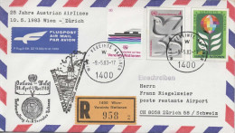 NACIONES UNIDAS WIEN CC CERTIFICADA VUELO WIEN ZURICH 1983 AUSTRIAN AIRLINES - Autres & Non Classés