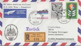 NACIONES UNIDAS WIEN CC CERTIFICADA VUELO WIEN FRANKFURT 1983 AUSTRIAN AIRLINES - Autres & Non Classés