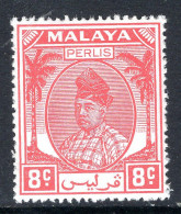 Malaysian States - Perlis - 1951-55 Raja Syed Putra - 8c Scarlet HM (SG 13) - Perlis