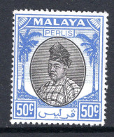 Malaysian States - Perlis - 1951-55 Raja Syed Putra - 50c Black & Blue HM (SG 24) - Perlis