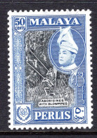 Malaysian States - Perlis - 1957-62 Pictorials - 50c Aborigines With Blowpipes - P.12½ X 13 - HM (SG 37a) - Perlis