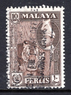 Malaysian States - Perlis - 1957-62 Pictorials - 10c Tiger - Brown Used (SG 34) - Perlis