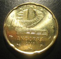 2019   - ANDORRA   -   MONETA IN EURO - DEL VALORE DI  20  CENTESIMI  - USATA - - Andorre