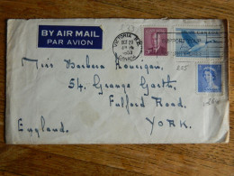 CANADA : LETTRE VIA AIR MAIL  AVEC N° TIMBRES N°233+255+264  1953 - Luftpost
