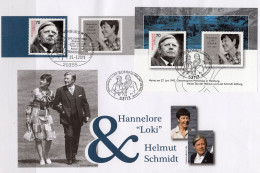 Helmut Schmidt 2019 BUND 3429,3448+ Block 83 FDC 8€ 100.Geburtstag Kanzler Mit Loki Hoja Bloc Cover Sheet Of BRD Germany - 2011-…