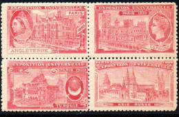 A4.50 GREAT BRITAIN,SPAIN,TURKEY,RUSSIA IN ASIA MNH BLOCK OF 4,LIGHT WRINKLES. - 1900 – Paris (France)