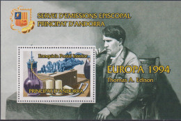 GIROSTAMPS.-  PRINCIPAT DE ANDORRA .-  FRANQUICIA POSTAL - EUROPA 1994 - THOMAS A. EDISON - Episcopal Viguerie