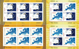 Delcampe - ROMANIA 2008 Mi 6294-6295 + BL 425 I + II CEPT EUROPE LETTER 4 X MINT MINIATURE SHEETS ** VALUE €71 - Post
