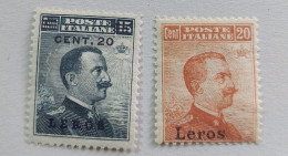 Stamps Greece Italy   1916/17  ΜΜ* LEROS (Hel.10VIII/12VIII) - Dodécanèse