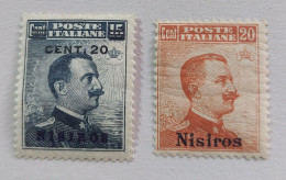 Stamps Greece Italy   1916/17  ΜΜ* NISIROS (Hel.10IX/12IX) - Dodécanèse