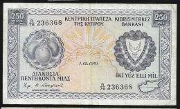 Cyprus  250 Mil 1.10.1981 ! Rare! - Cyprus