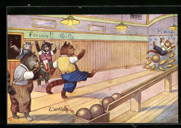 AK Alle Neune!, Kegelnde Kater - Bowling
