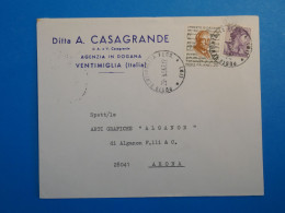 Delcampe - BB0 ITALIA BELLE  LETTRE   PUB .  GREAT COVER 1967 VENTIMIGLIA  A ARONA      +  +AFFRANCH. INTERESSANT - 1961-70: Marcophilia