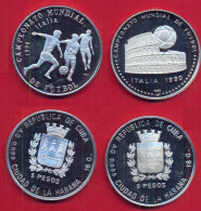 Münzen Kuba 2mal 5 Pesos 1989 Fußball WM Italien Silber - Cuba