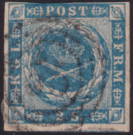 Denmark 1855 #3 Fvf-u 2s Blue - Usati