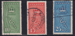 Denmark 1929 #B3-B5 Fvf-u & Vf-u 'Aesculapius' Issue - Fiscali