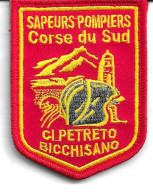 Ecusson Tissu SAPEURS POMPIERS CI PETRETO BICCHISANO CORSE DU SUD ROUGE - Firemen