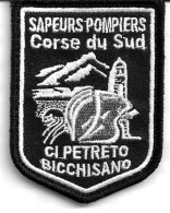 Ecusson Tissu SAPEURS POMPIERS CI PETRETO BICCHISANO CORSE DU SUD NOIR - Firemen