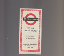 Vieux Papiers - Plan De Réseau - Central Buses Map And List Of Routes London 1966 - Europa