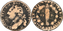 France - 1792 - 12 Deniers - Type FRANCOIS - Lyon (D) - 25-082 - 1792-1804 1ère République (An I – An XII)