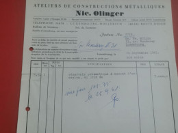 Luxembourg Facture, Nic. Olinger 1961 - Luxemburgo