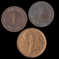 Lot (3) Allemagne & Suisse, 1 Pfennig 1896-D, 1 Pfennig 1906-A & 2 Rappen 1951 - Vrac - Monnaies