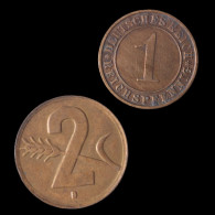 Lot (2) Suisse & Allemagne, 2 Rappen 1948 & 1 Reichspfennig 1932-A - Vrac - Monnaies